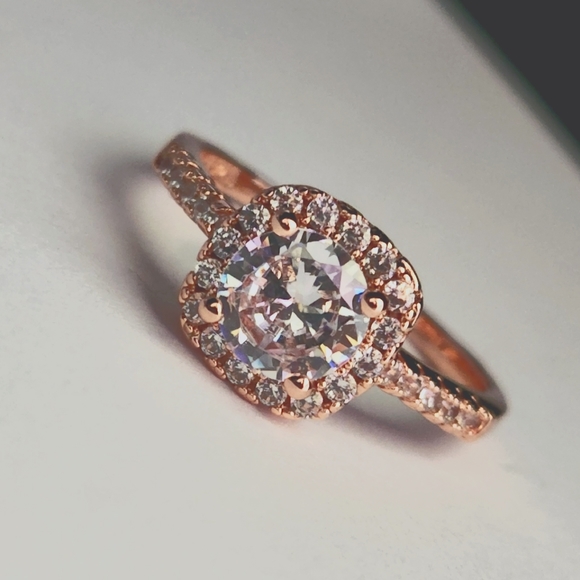 NEW Rose Gold Diamond Halo Engagement Ring - Picture 2 of 5